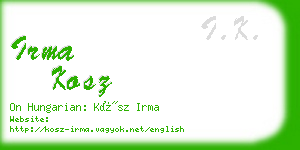 irma kosz business card